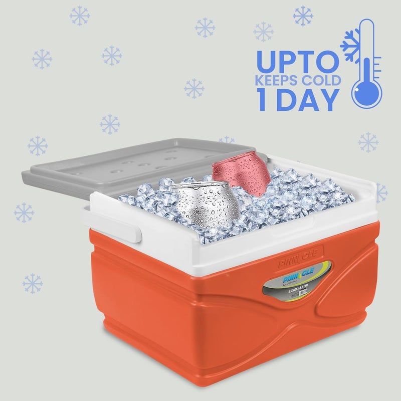 PINNACLE Picnic Cooler – 4.5 Liter Hard Cooler – Coolbox Keeps Contents Cool for 48 Hours – BPA Free Outdoor Cooler – Portable Cooler for Picnics, Grill, Camping (Orange) - Image 5